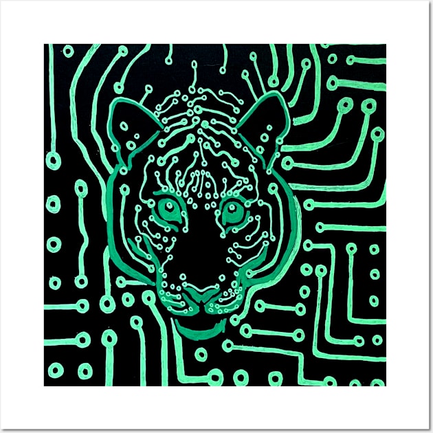 Circuit Board Tiger Wall Art by RaLiz